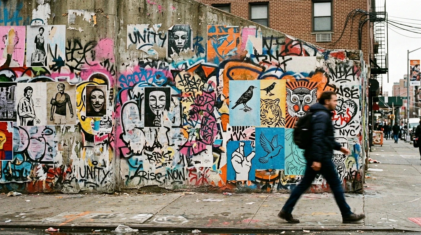 Mur d’expression libre repeint par plusieurs artistes urbains