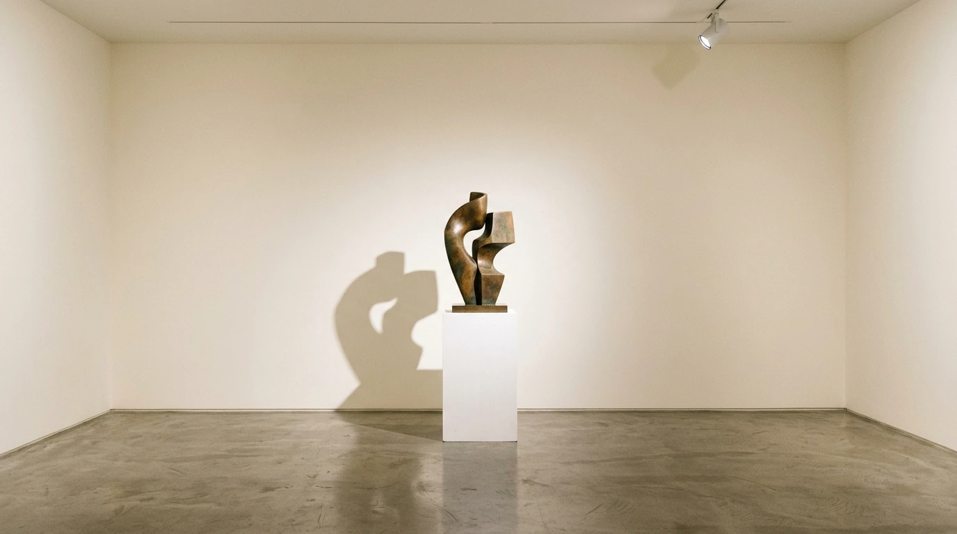 Sculpture moderne en exposition dans une galerie minimaliste
