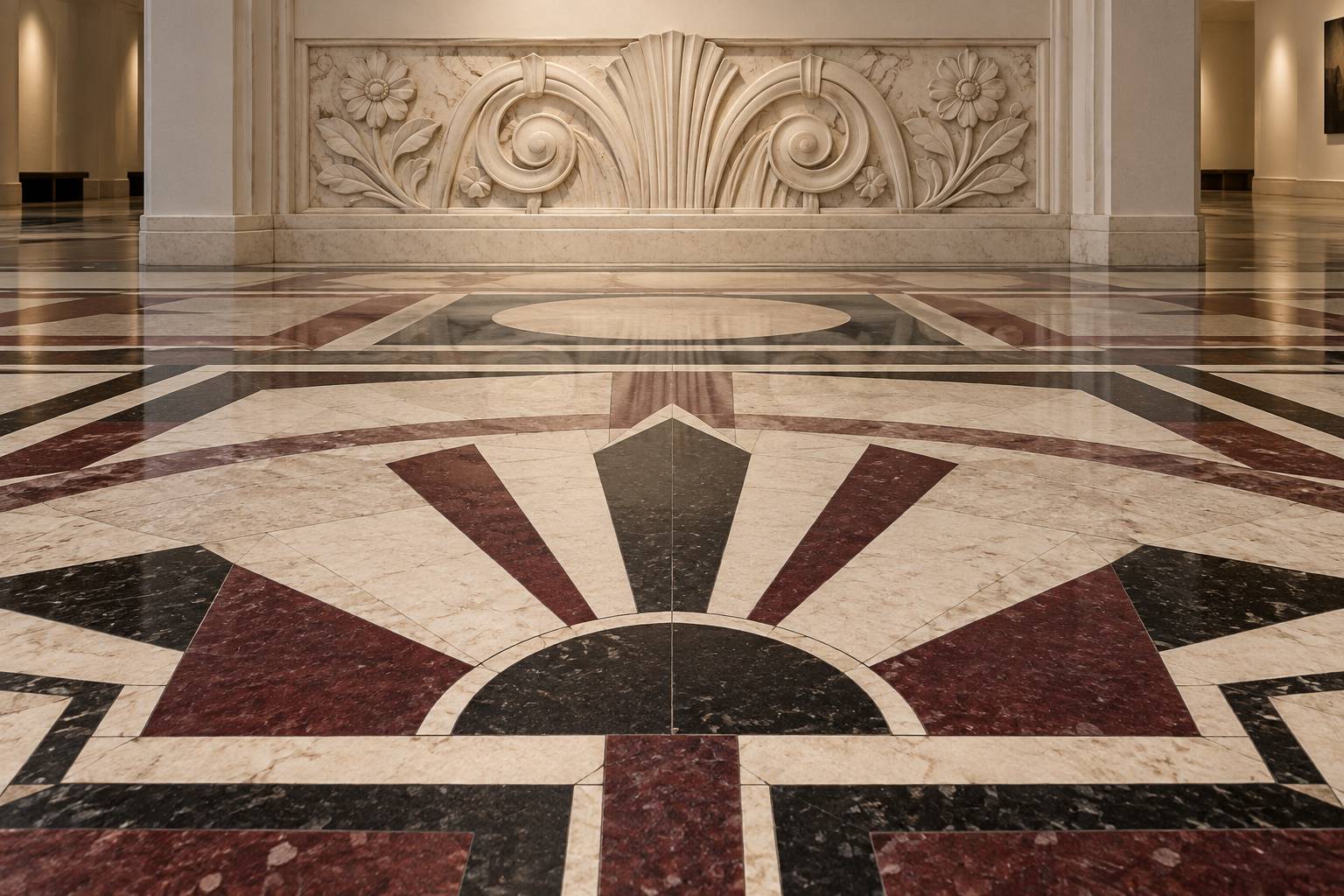 Détail d'une mosaïque et d'une frise Art déco patrimoniales