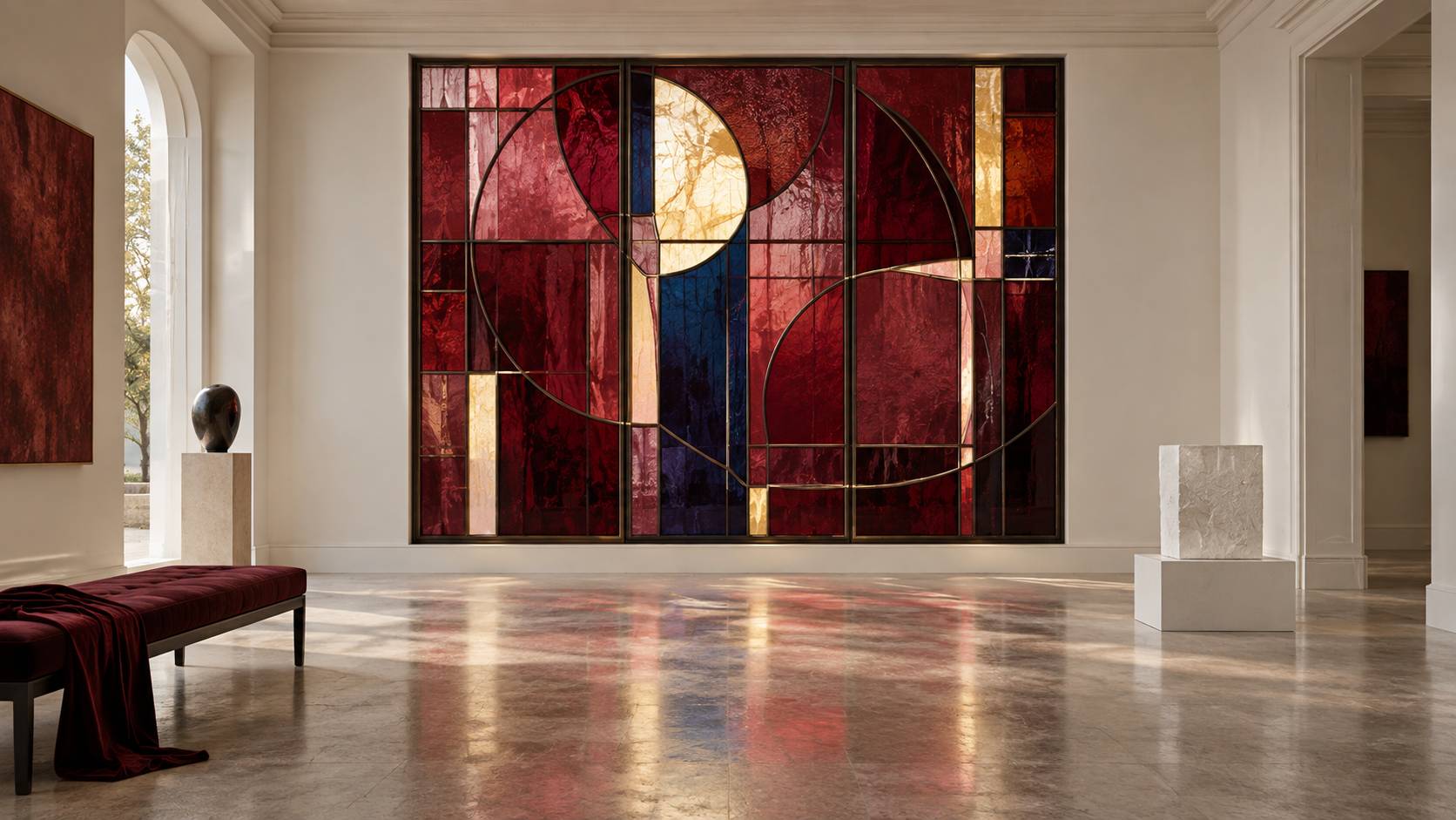 Illustration éditoriale du sujet : Peinture de lumière : l’univers enchanteur du vitrail chez Chagall