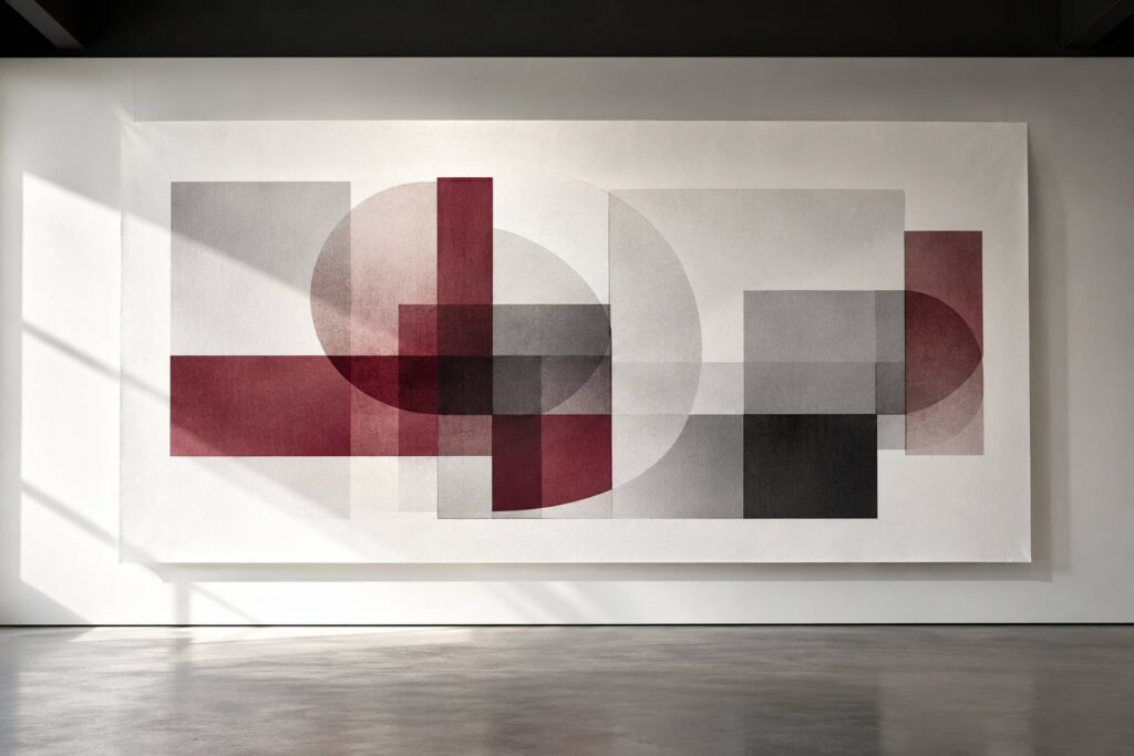 Composition abstraite de formes géométriques translucides sur fond sombre
